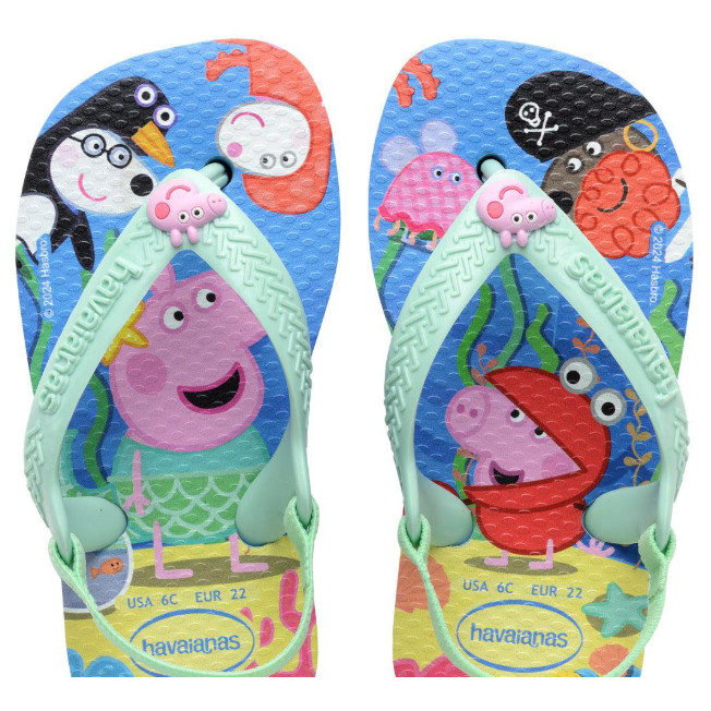 Chinelo Havaianas Bebê Com Elástico Peppa Pig Azul