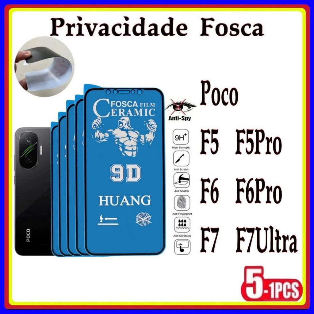 Película Privativa Fosca Cerâmica Anti-Spy Matte Xiaomi Redmi Poco F7 F7Ultra F6 F6Pro F5 F5Pro em Oferta na Shopee