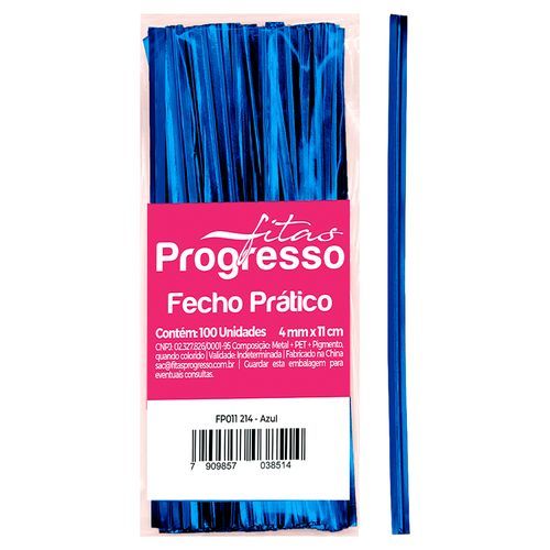 Fecho Prático Azul 4mmx11cm 100 UnidadesPROGRESSO em Oferta na Shopee