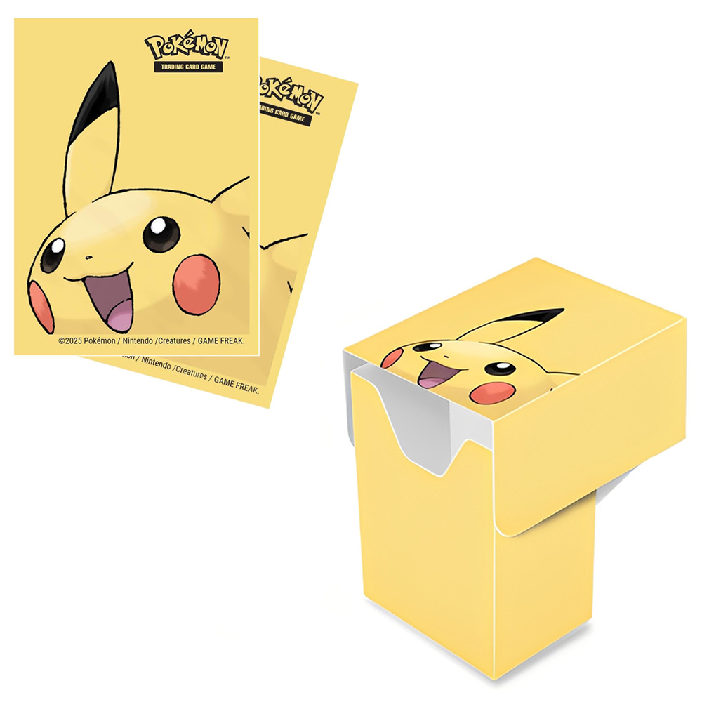 Kit Caixa Para Cartas Porta Baralho Deck Box + 65 Sleeves Oficiais Pikachu Central