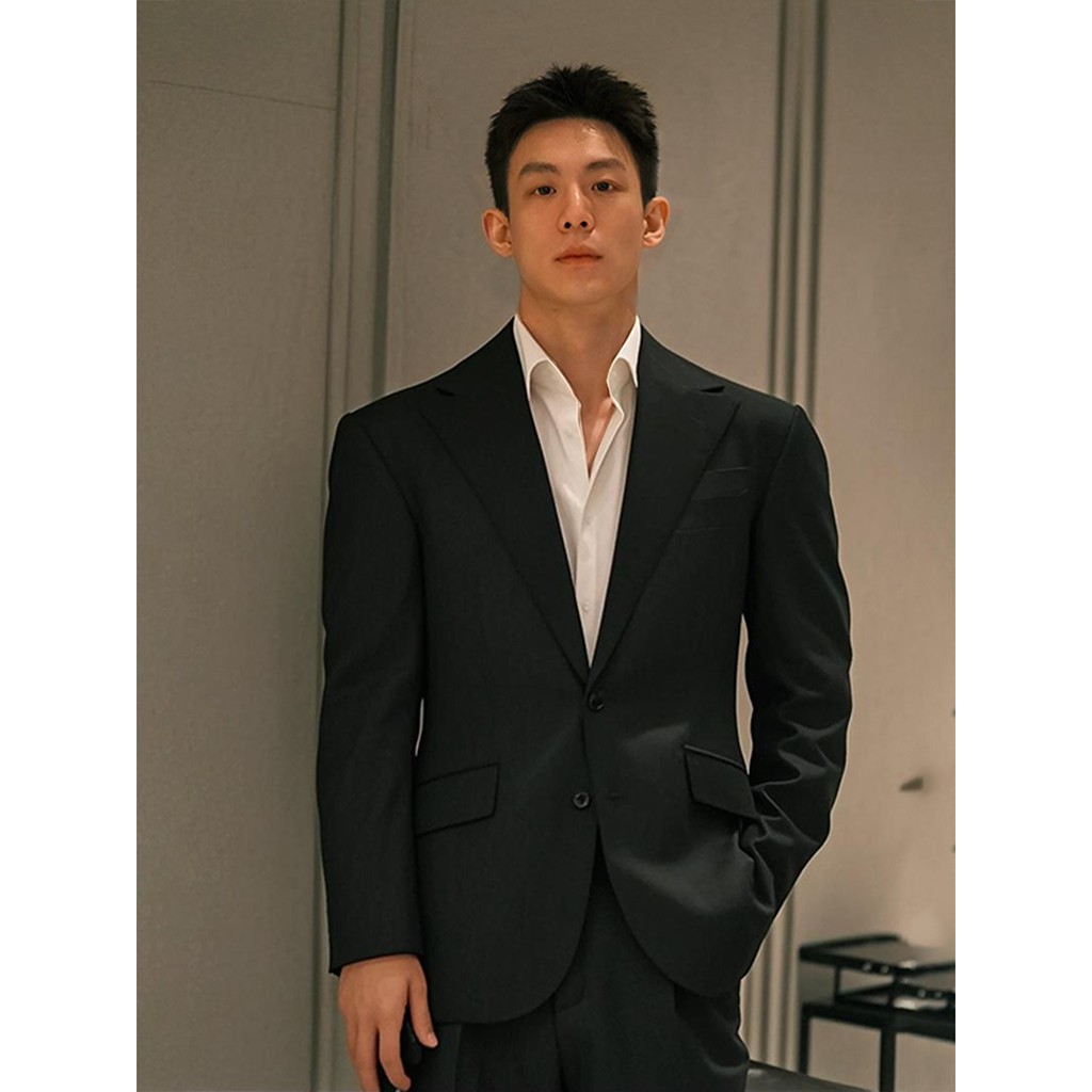 Preto formal ombro terno jaqueta masculina outono luz estilo maduro senhora sentimento Wear terno britânico Yuppie terno