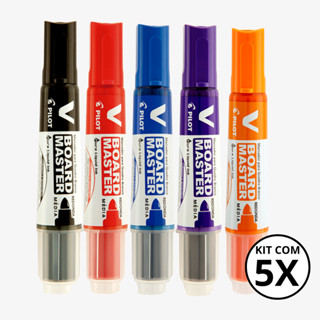 Kit Com 05 Marcadores Para Quadro Branco V Board Master - PILOT KIT:PT+VM+AZ+VL+LJ em Oferta na Shopee