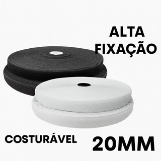 Rolo de Velcro Alta Fixação Fecho de Contato 20mm Macho e Fêmea