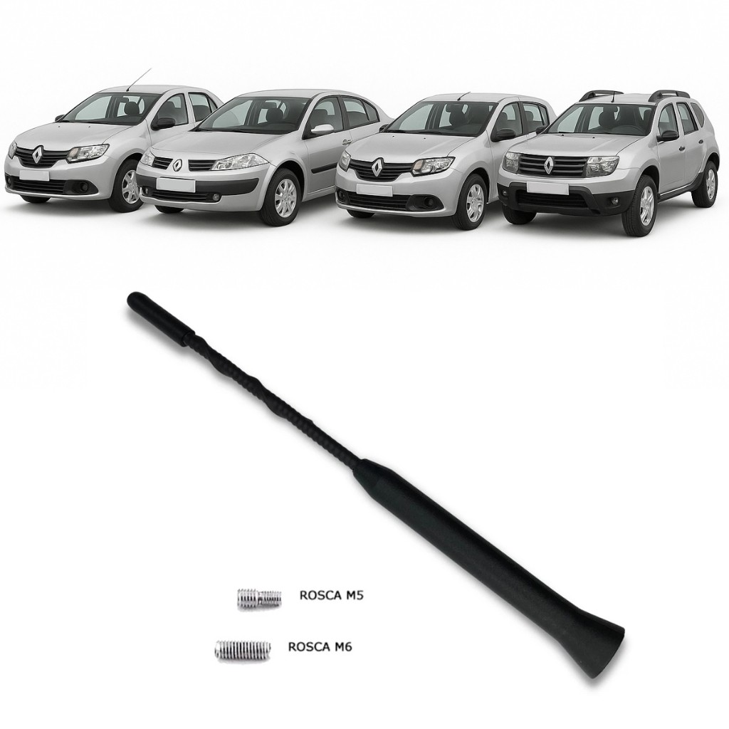 Haste da Antena de Teto Linha Renault Clio Logan Megane Sandero Duster Rosca 5 e 6 mm Haste 20cm em Oferta na Shopee