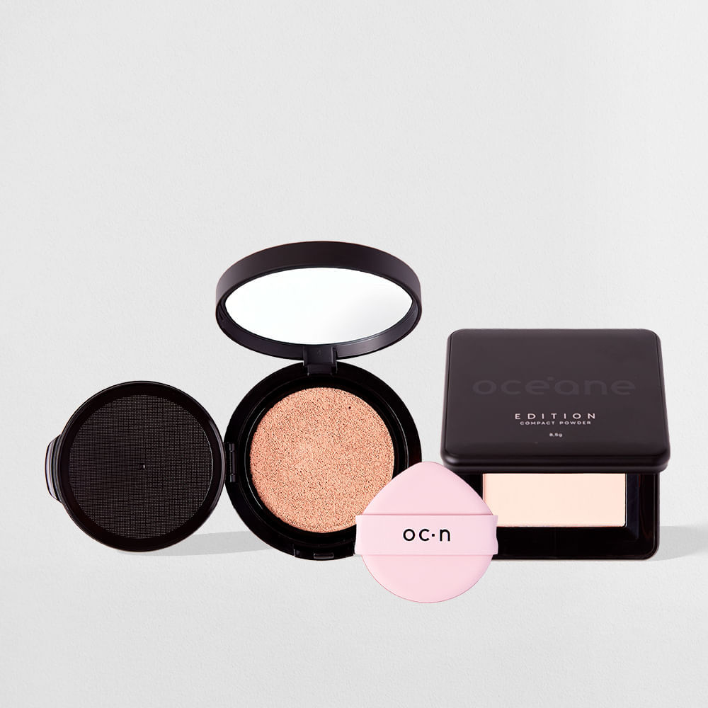 Kit Base Líquida Cushion 05 + Pó Compacto Porcelain Océane Edition (2 Produtos) em Oferta na Shopee