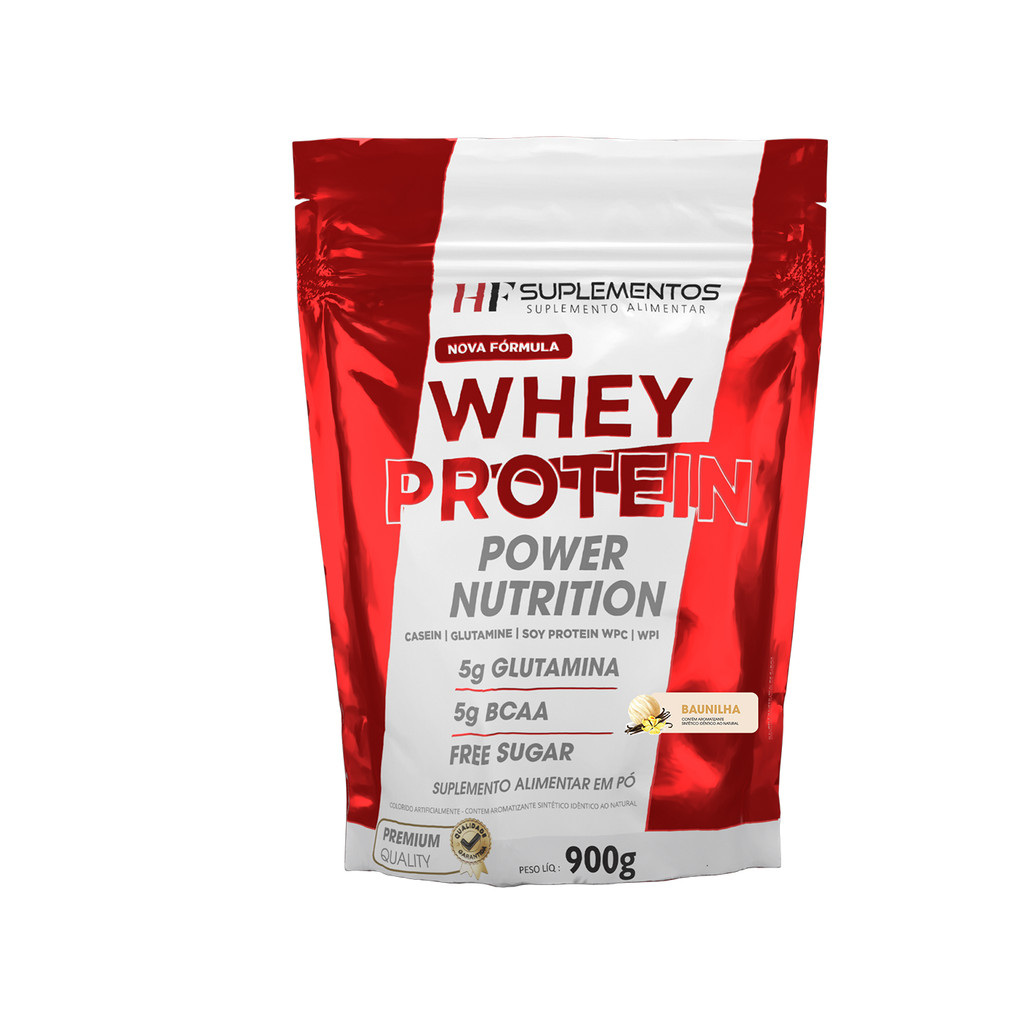 Whey Protein 900g Power Nutrition HF Suplementos Proteína Concentrada Academia Massa Muscular