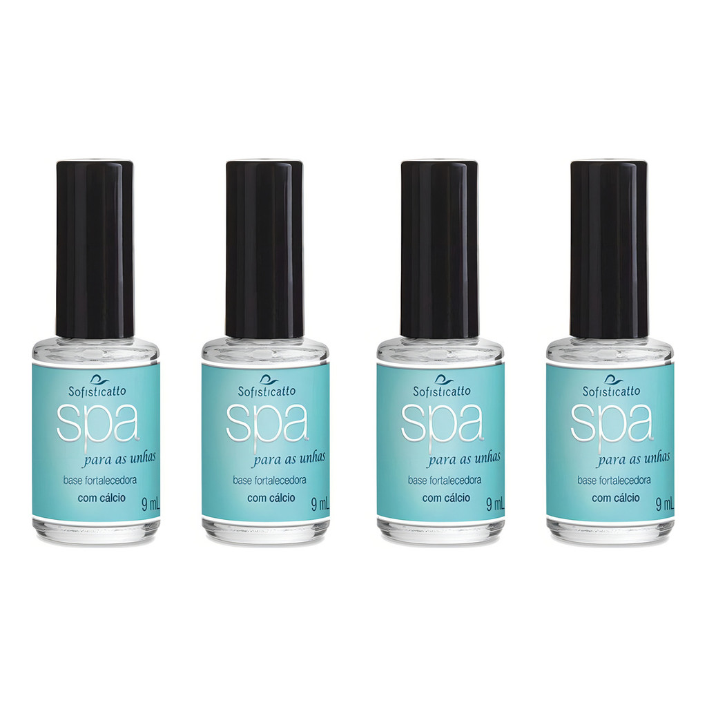 Kit 4 Esmalte Base Fortelece Unha Com Calcio Evita Quebrar