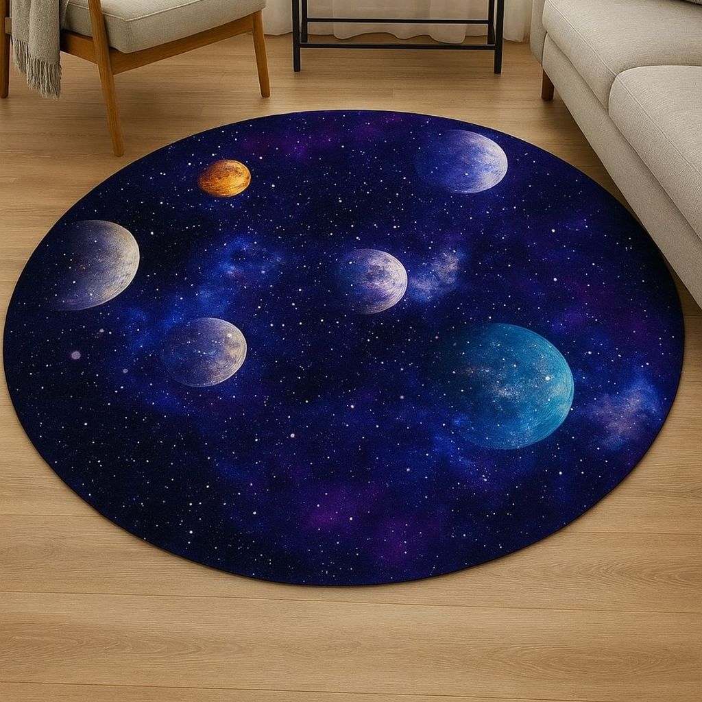 Tapete Redondo Decorativo 88cm Antiderrapante para Sala e Quarto 2141