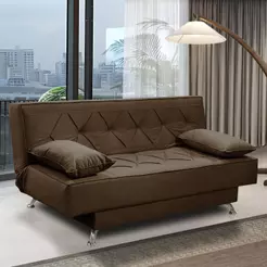 sofá cama 1,80m Íris Suede Marrom Adonai Estofados