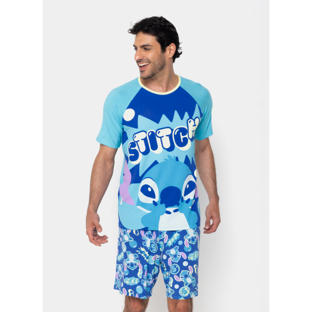 Pijama Manga Curta Viscolycra Masculino Stitch - Puket