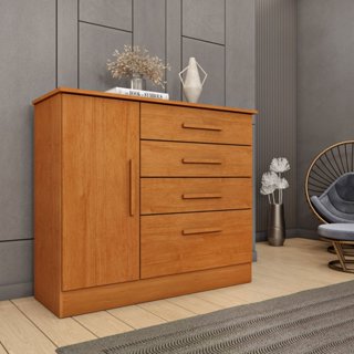 Cômoda 1 Porta 4 Gavetas 104cm Chicago Cinamomo em Oferta na Shopee