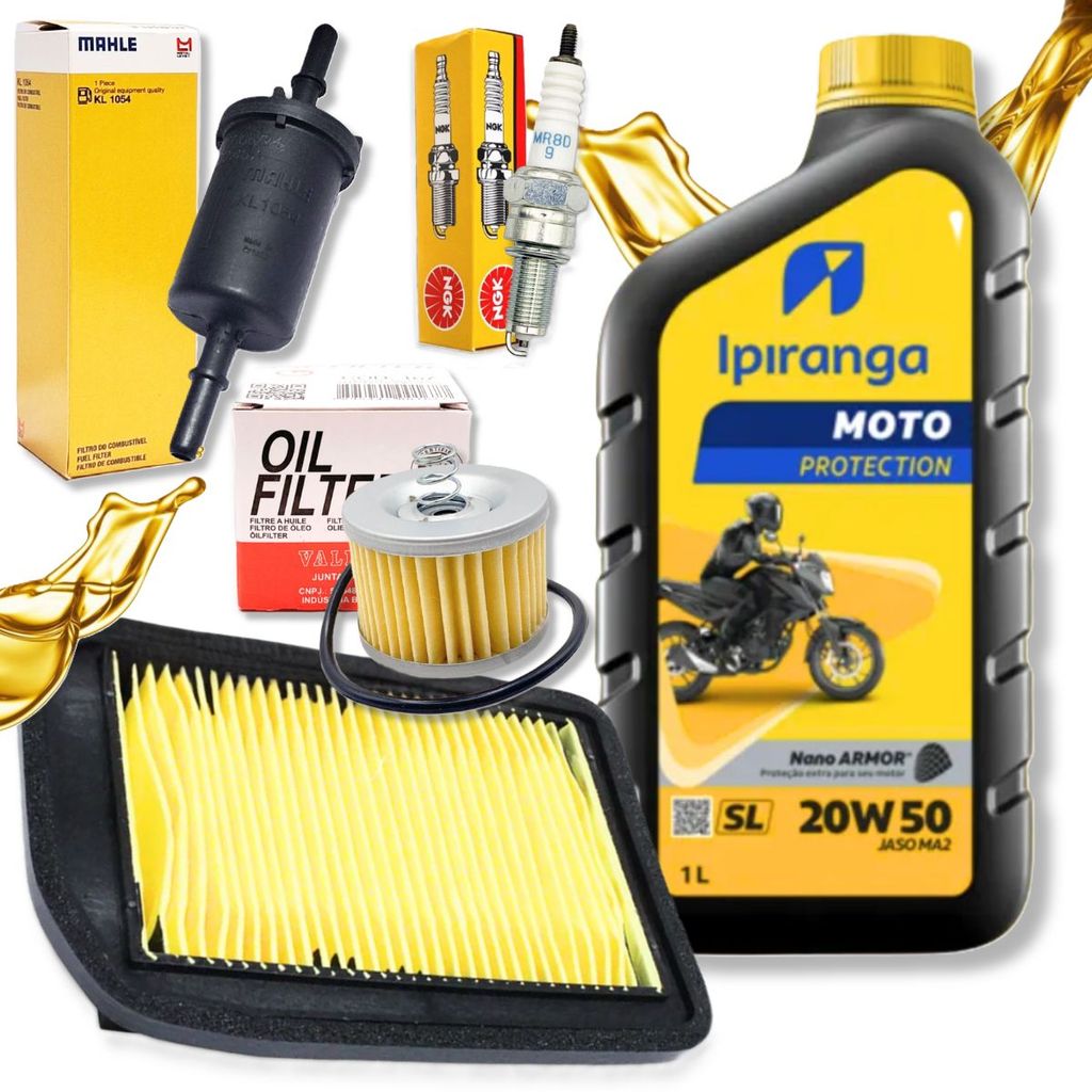 Kit Revisão Fazer 150 / Factor 150 / Crosser 150 / Factor 125i Troca Óleo 20w50 Filtros e Vela em Oferta na Shopee