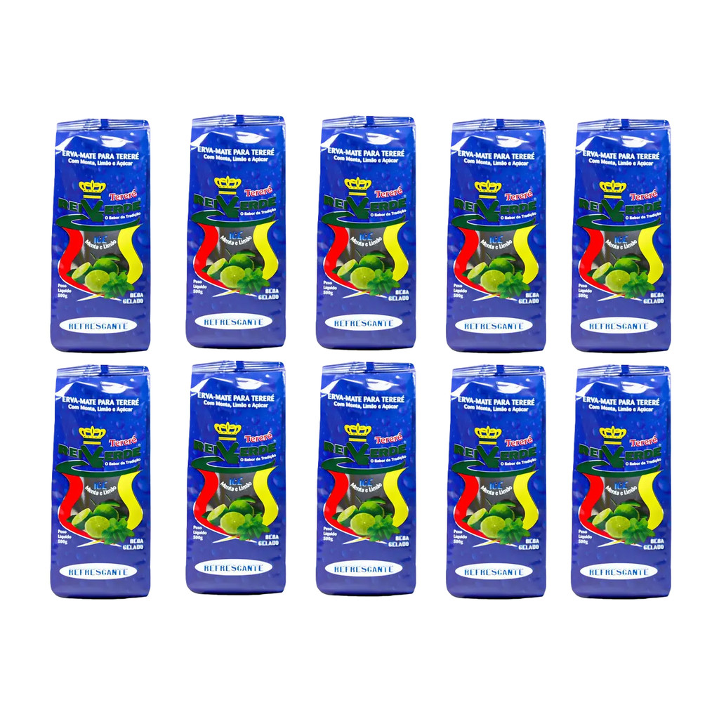 Kit 10 Erva Mate para Tererê Refrescante Rei Verde 500g com açucar