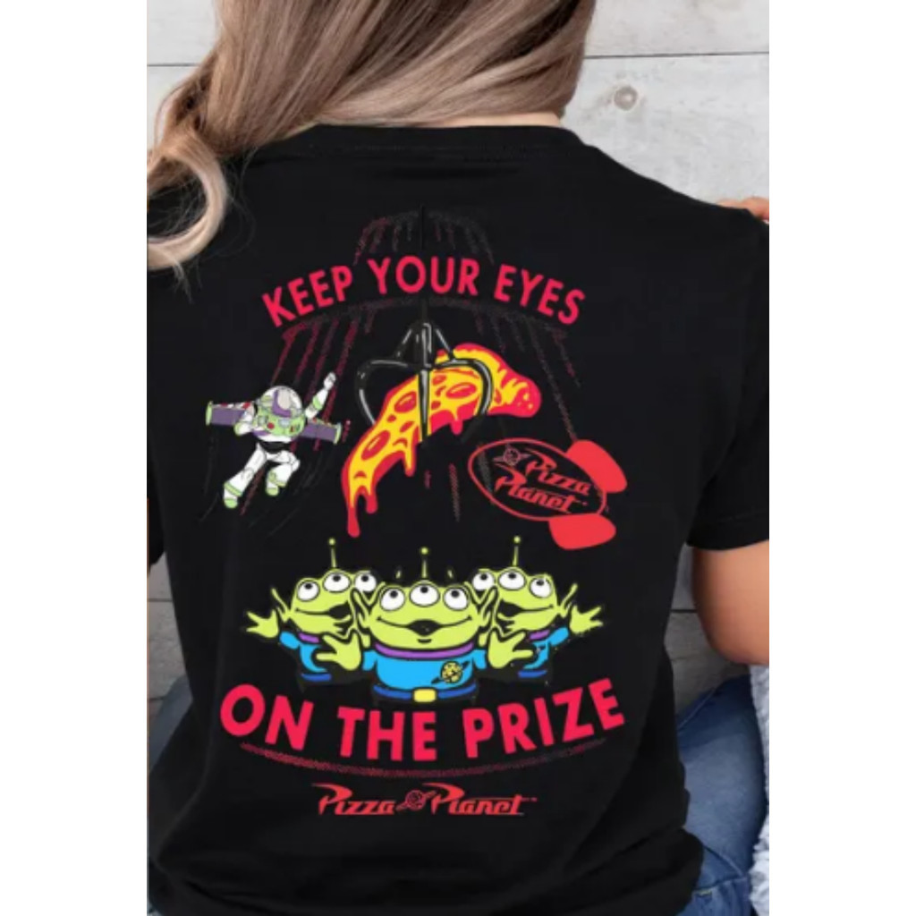Camiseta Casual Feminina De Algodão Da Disney Com Estampa De Toy Story Pizza Planet, Buzz Lightyear E Alien