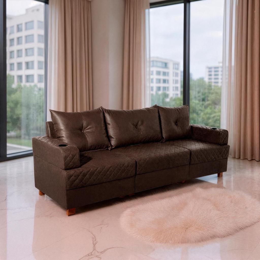 Sofá 3 Lugares 2,35m Essenza Living Bom Pastor em Oferta na Shopee