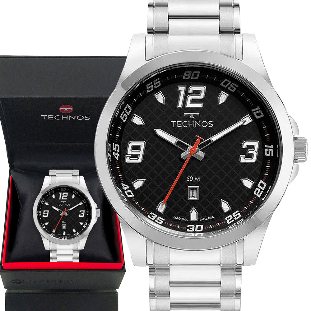 Relógio Masculino Technos Prata Prova D'água Garantia 1 Ano em Oferta na Shopee