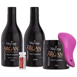 Kit de Tratamento Pós Progressiva Óleo de Argan Shampoo,Condicionador,Máscara  Sem Sal Escova Magica em Oferta na Shopee