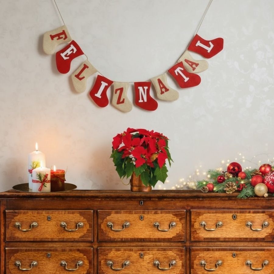 Varal Decorativo De Natal - Meias - 2,6m - 1 unidade - FlorArte - Rizzo em Oferta na Shopee