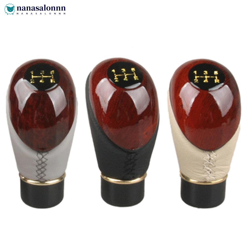 NANASALONNN Universal Carro 5 Velocidade Alavanca Shift Knob De Madeira Couro Do Plutônio Caminhão Manual Engrenagem Var