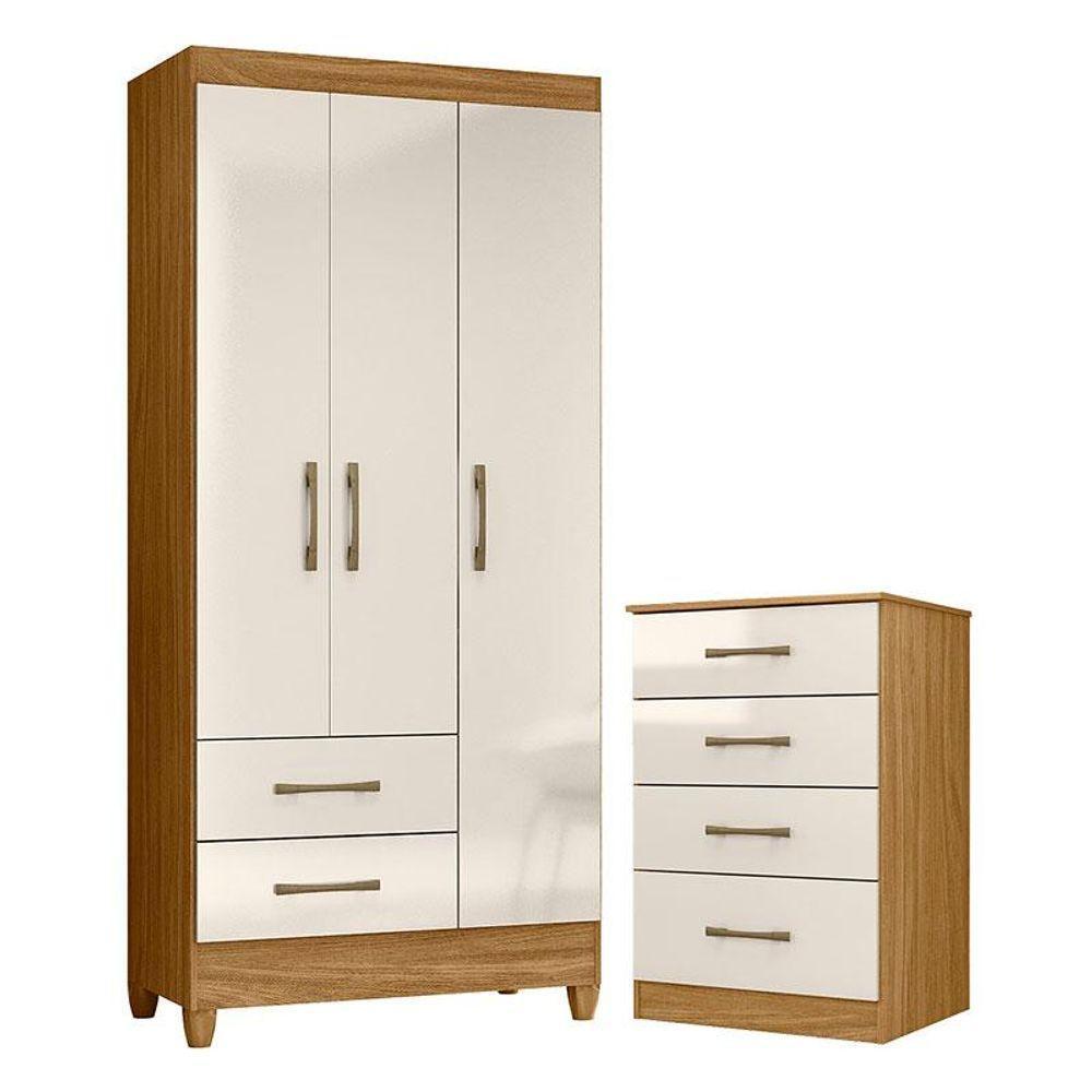 Guarda Roupa Solteiro Lima E Cômoda Ms913 Freijó Off White - Moval em Oferta na Shopee