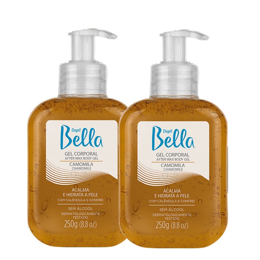 Kit 2 Gel Pós Depilação Pós Sol Corporal Hidratante Refrescante Camomila Depil Bella 250g
