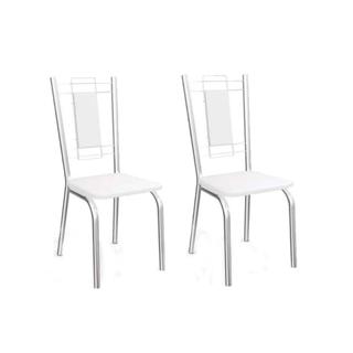 Cadeira Sala de Jantar Florença 2C005 Aço Kit 2 Uni Cromada/Branco 106 - Kappesberg em Oferta na Shopee