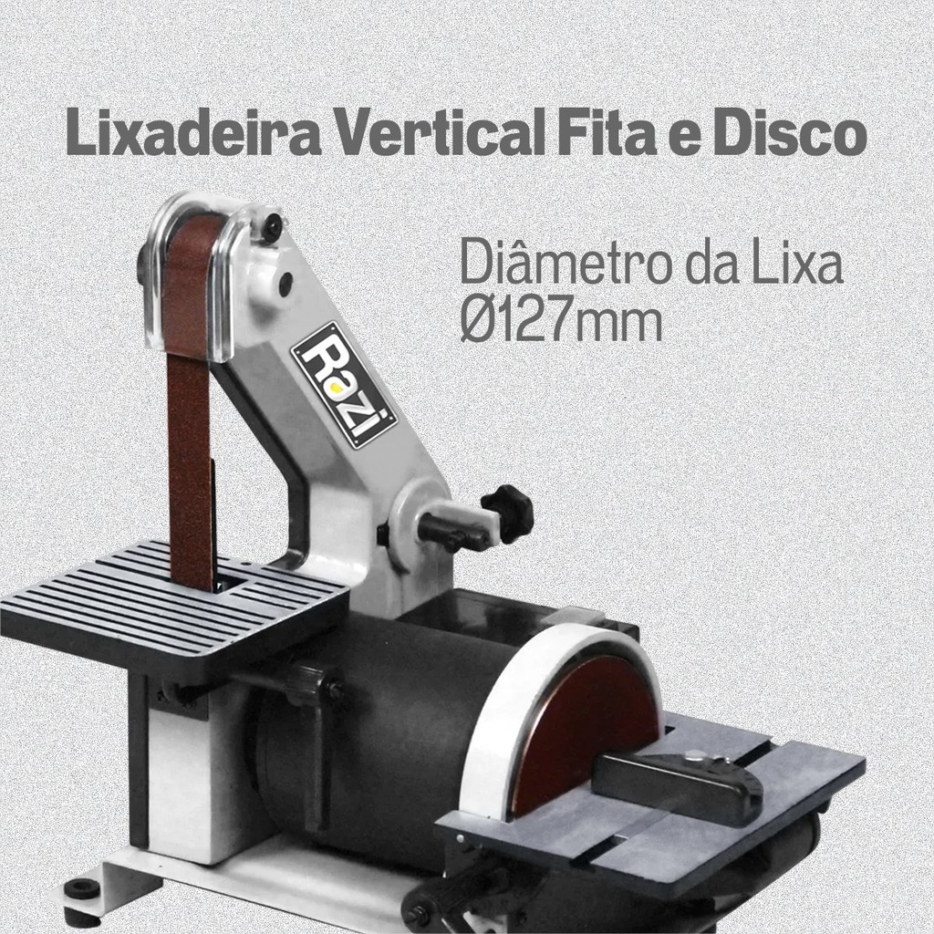 Lixadeira de Cinta Combinada Lixadeira Bancada 300W 127v Lixadeira de Fita e Disco Razi — imagem 2 de 2