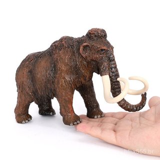 Modelo de Elefante de Pêlo Longo Simulação de Mamute Menino Figurina Animal Biológico Brinquedo Pré-Histórico Antigo Ida