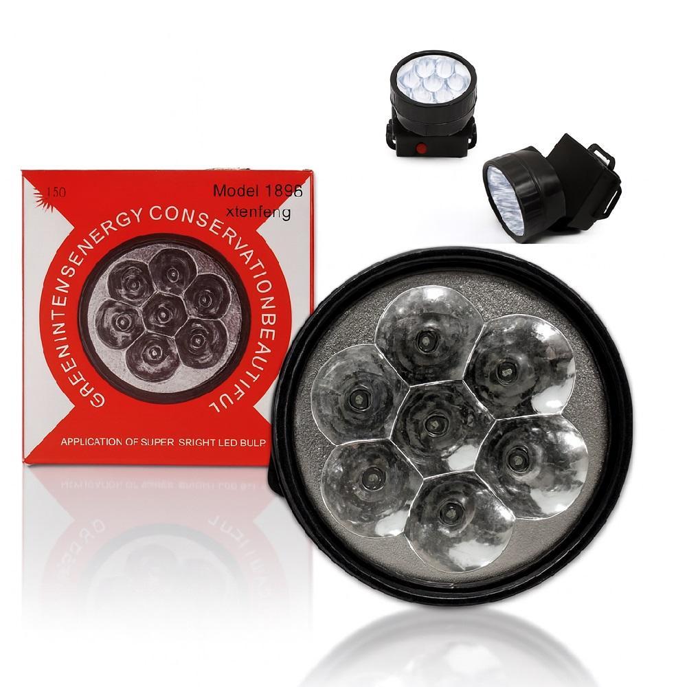 LANTERNA CABECA 7 SUPER LED CICLISTA CAPACETE BIKE TRILHA CAMPING OBRA PESCA FAROLETE SINALIZADOR CORRIDA AJUSTAVEL LAMP