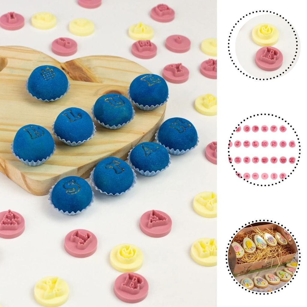 KIT CARIMBOS LETRAS FOFAS ROSA BEBÊ (2 cm) (BLUE STAR) em Oferta na Shopee