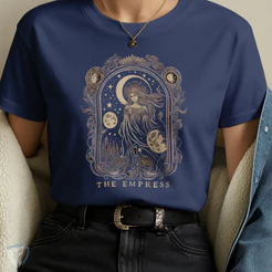 Camiseta Feminina Estampada The Empress | Arte de Tarô Mística | 100% Algodão