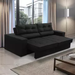 Sofá Retrátil e Reclinável 2 lugares 1,90m com Molas Mirela Suede Preto Adonai Estofados