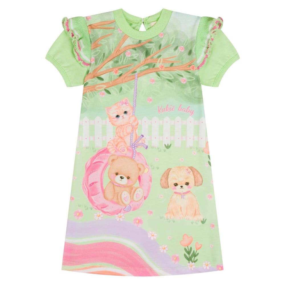 Vestido em Meia Malha Verde Kukiê Menina