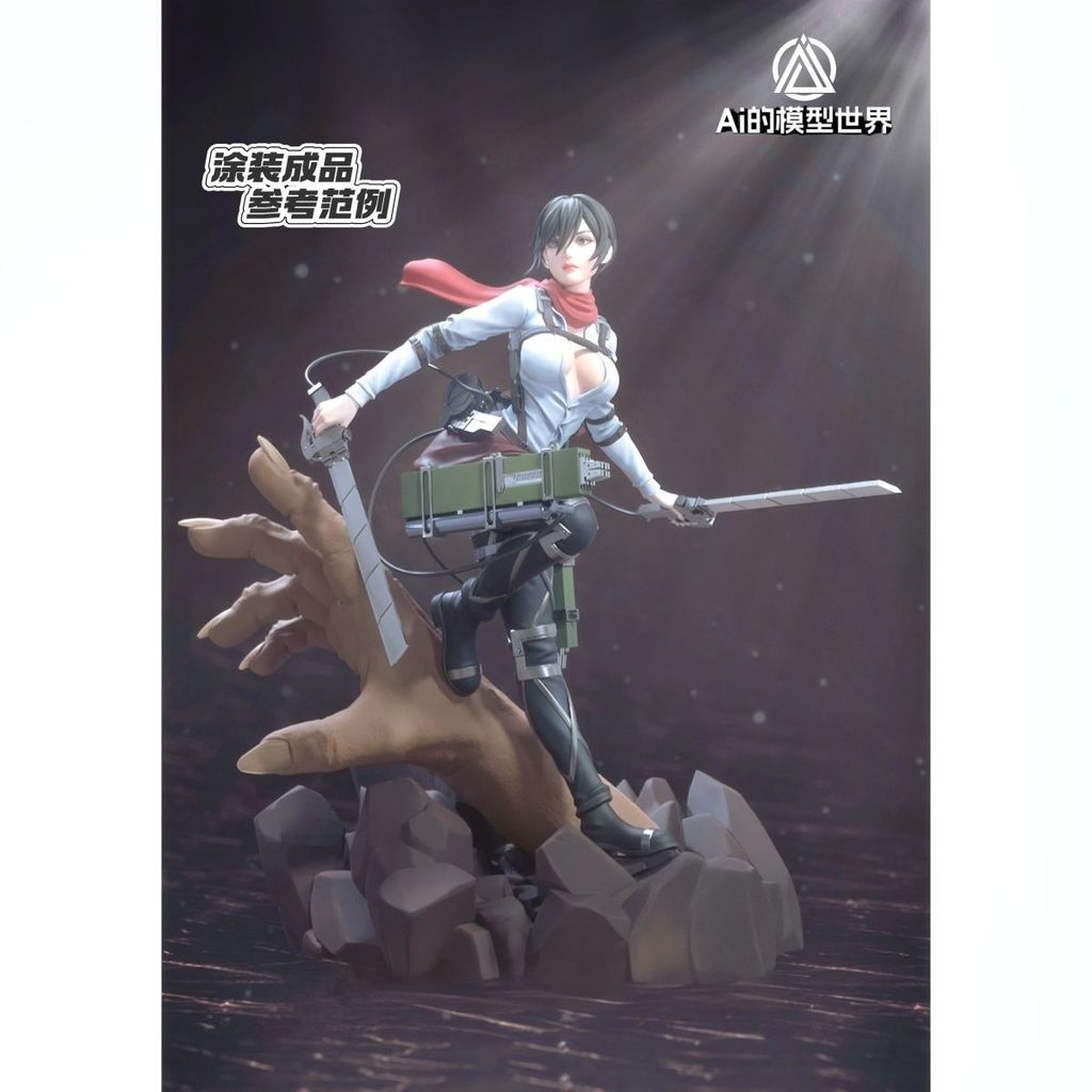 Cena de modelo em miniatura Attack on Titan Mikasa Ackerman Impressão 3D GK Modelo Branco TN6U