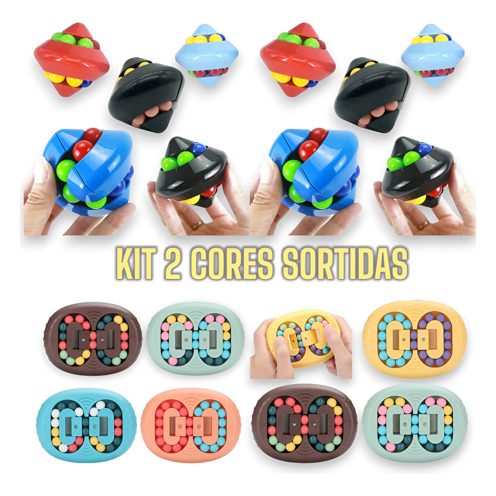 Kit 2 Cubos Infinitos Fidget Toy Anti-stress Ovo Pião