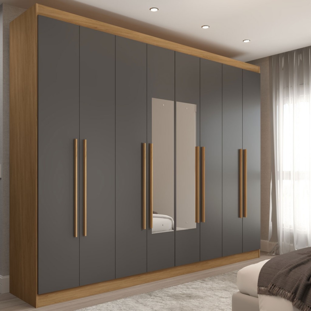 Guarda-Roupa Ele e Ela 8 Portas 4 Gavetas com Espelho - Panorama Móveis em Oferta na Shopee