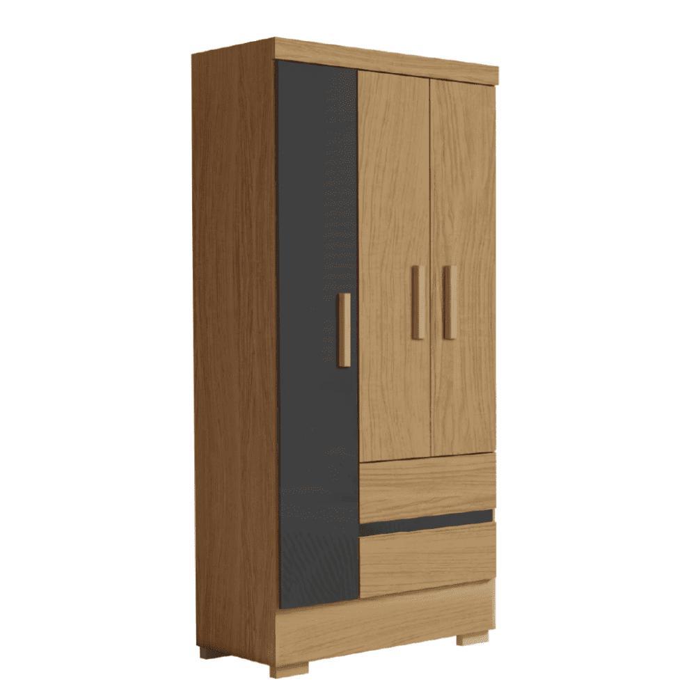 Guarda Roupas Solteiro 3 Portas 2 Gavetas Coimbra Atacama / Grafite Aramóveis em Oferta na Shopee