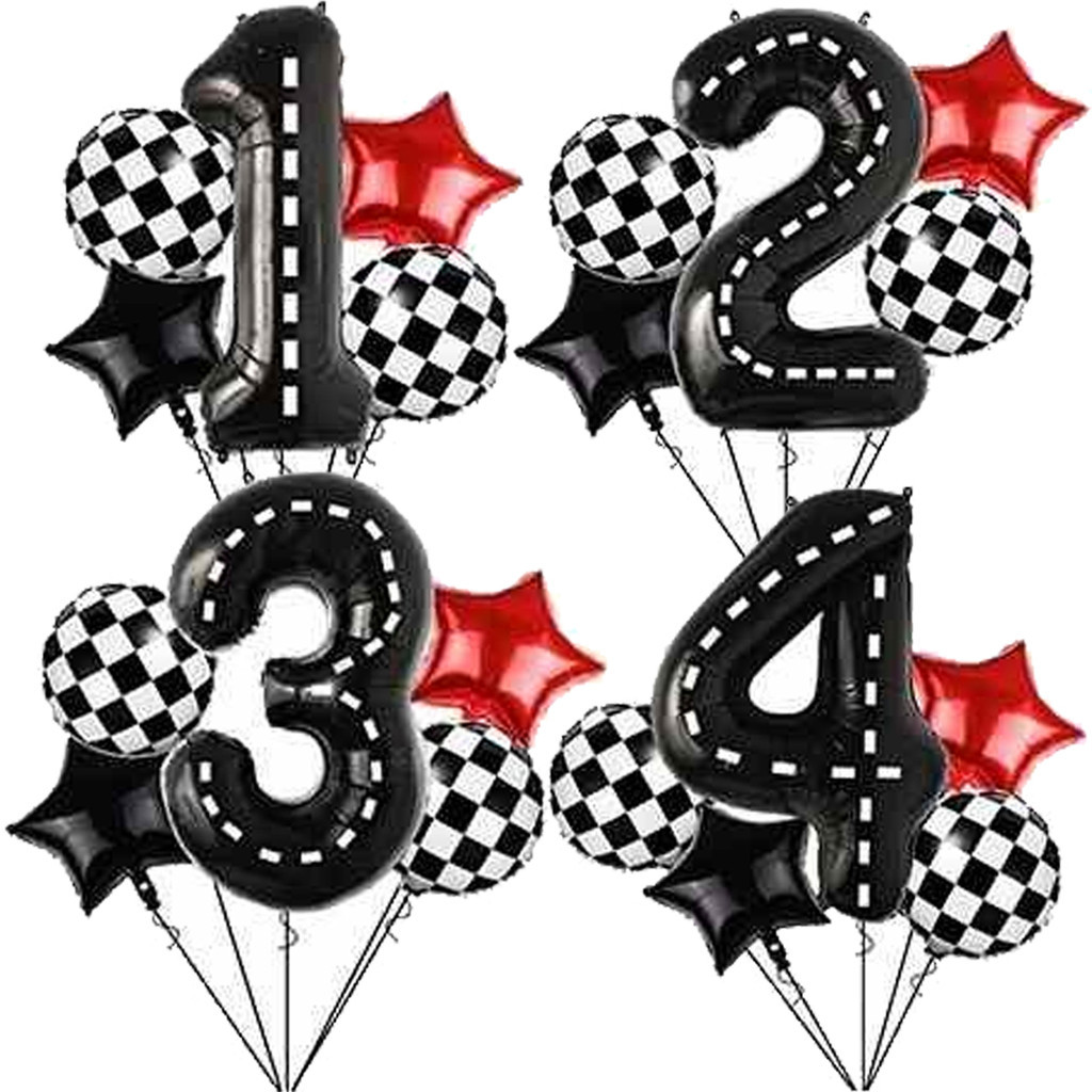 Balão de Corrida + Número Balões Metalizados Pista Piloto Moto Carros F1 Festa Decoração Hot Wheels Aniversários Drift em Oferta na Shopee