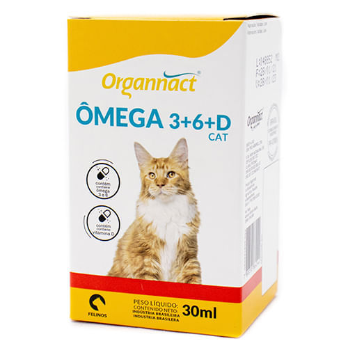 Suplemento para gatos Organnact Ômega 3+6+D - 30ml
