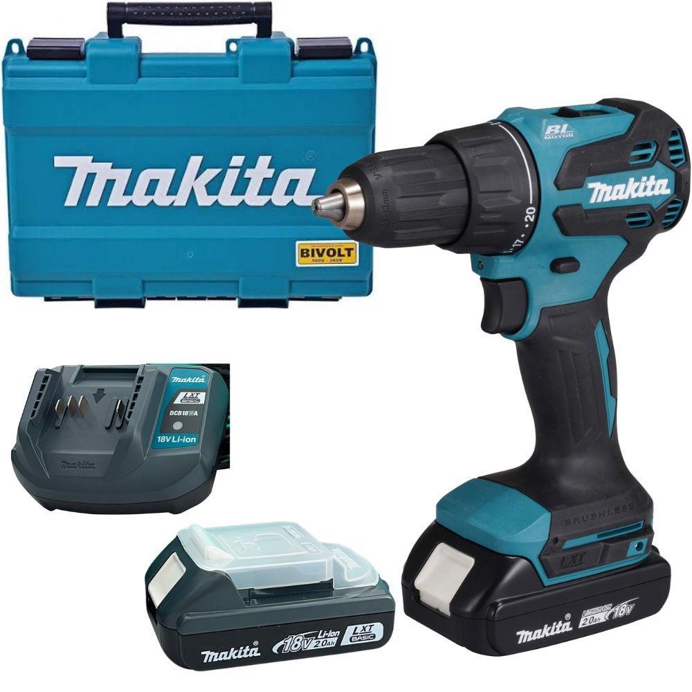Parafusadeira Furadeira Impacto 18V 1/2 POL com 2 Baterias Carregador e Maleta MAKITA em Oferta na Shopee