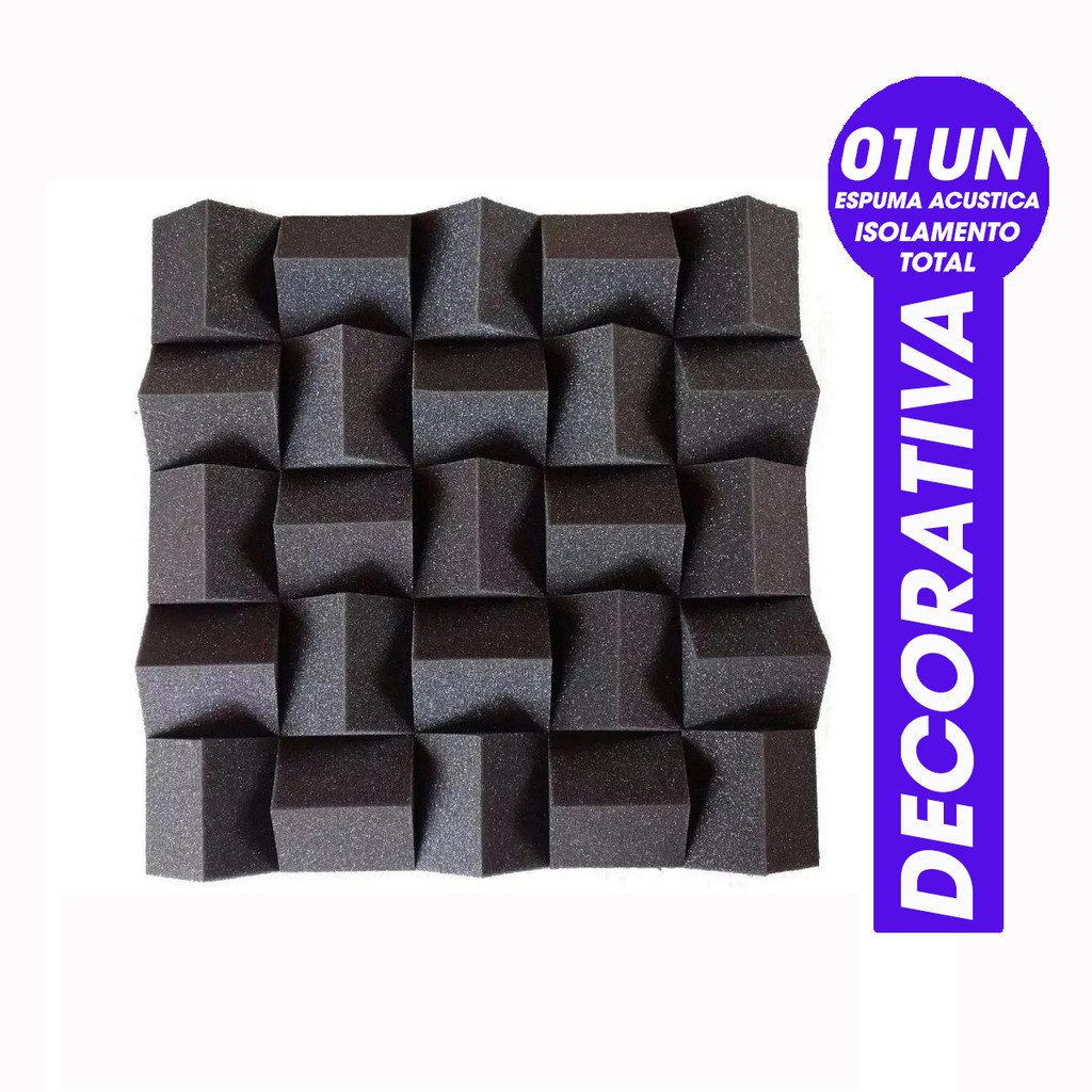 1un Espuma Acústica Cunha Difusora Alpha p/ Absorção de Som Tratamento 3d Estúdio Podcast Armazem