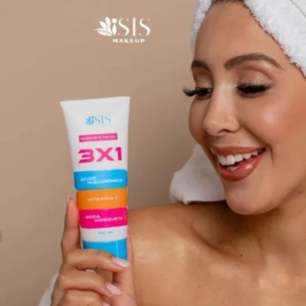 Detalhes do Sabonete Facial Isis 3X1 Àcido Hialurônico Vitamina C E Rosa Mosqueta 100ml