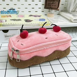 [Tinchigh] Estojo De Lápis De Bolo De Cereja De Pelúcia Fofo De Alto Valor E Grande Capacidade Bolsa De Cosméticos Papel em Oferta na Shopee