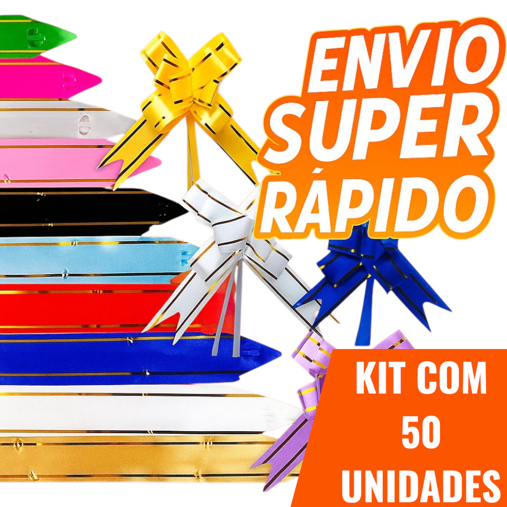 Kit 50 Laços Mágicos Fácil Para Presente Com Filete Dourado P/M/G Com Cores Sortidas em Oferta na Shopee