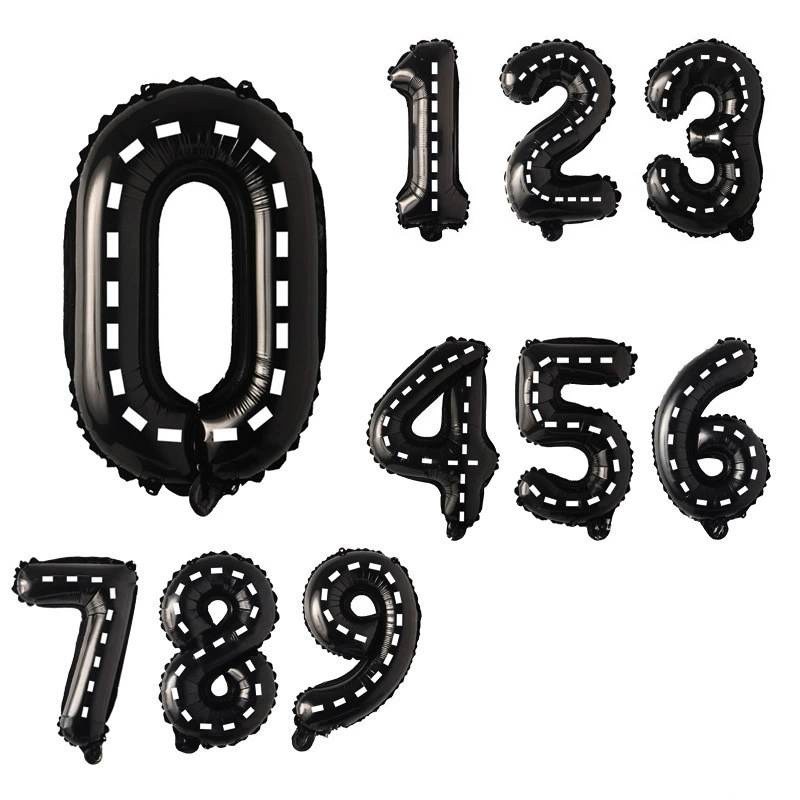 32 polegadas preto e branco listrado filme de alumínio digital balão/corrida temática festa de aniversário decoração em Oferta na Shopee