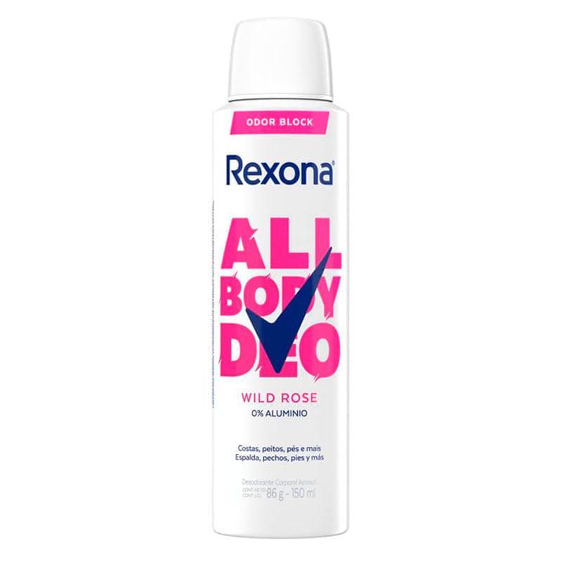Desodorante Corporal Aerossol para Peitos, Coxas, Pés e Mais Rexona All Body Deo Wild Rose 150ml
