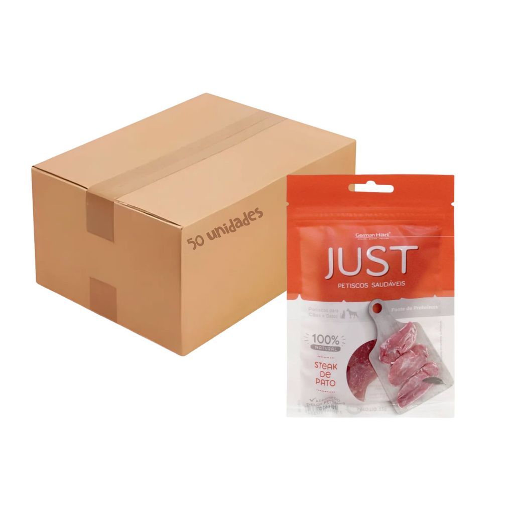 Kit Petisco Just Steak de Pato Cães e Gatos 55g 50 unidades