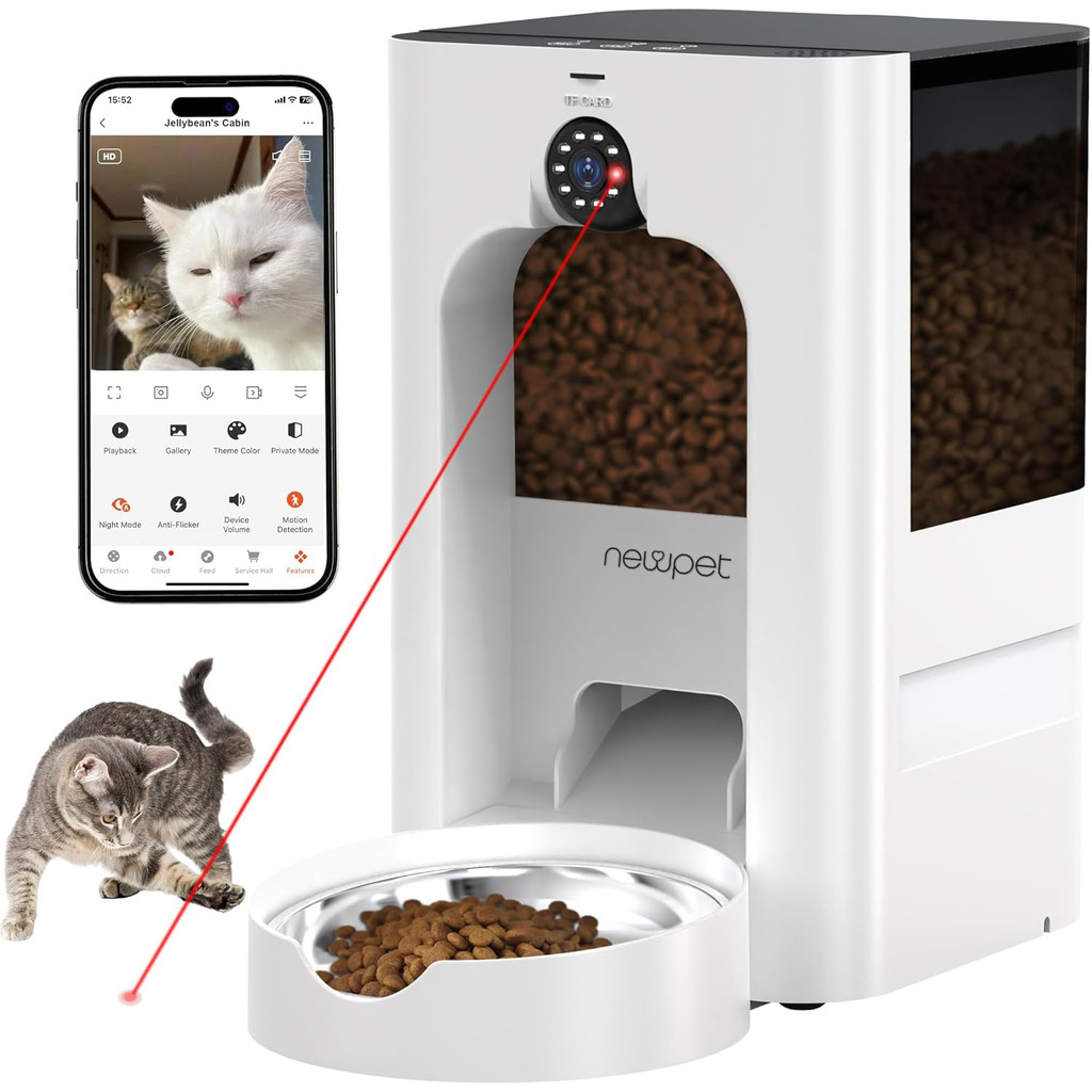 Newpet Alimentador Automático Pet Para Cães E Gatos Câmera Wi-fi Aplicativo 5l