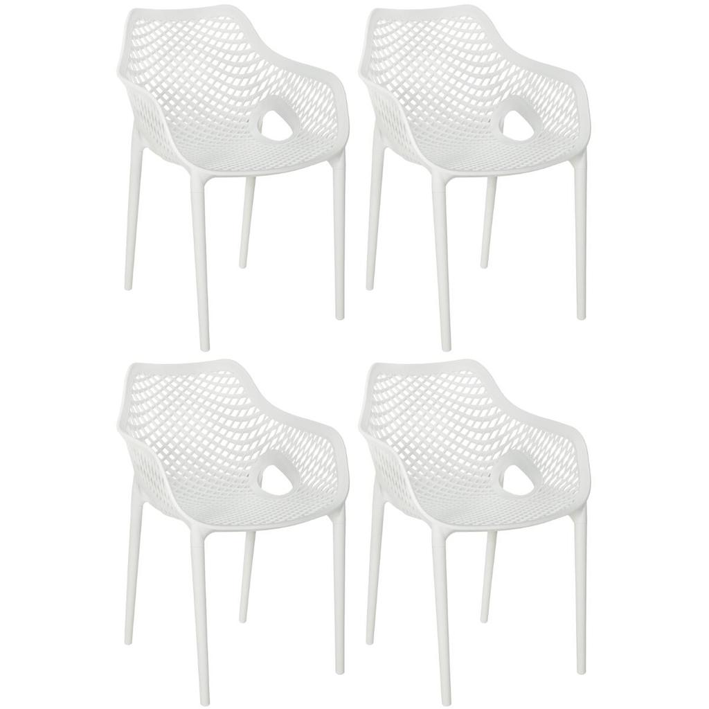 Kit 4 Cadeiras de Jantar Design Suits com Braços Empilhável em Polipropileno