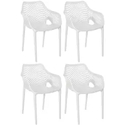 Kit 4 Cadeiras de Jantar Design Suits com Braços Empilhável em Polipropileno